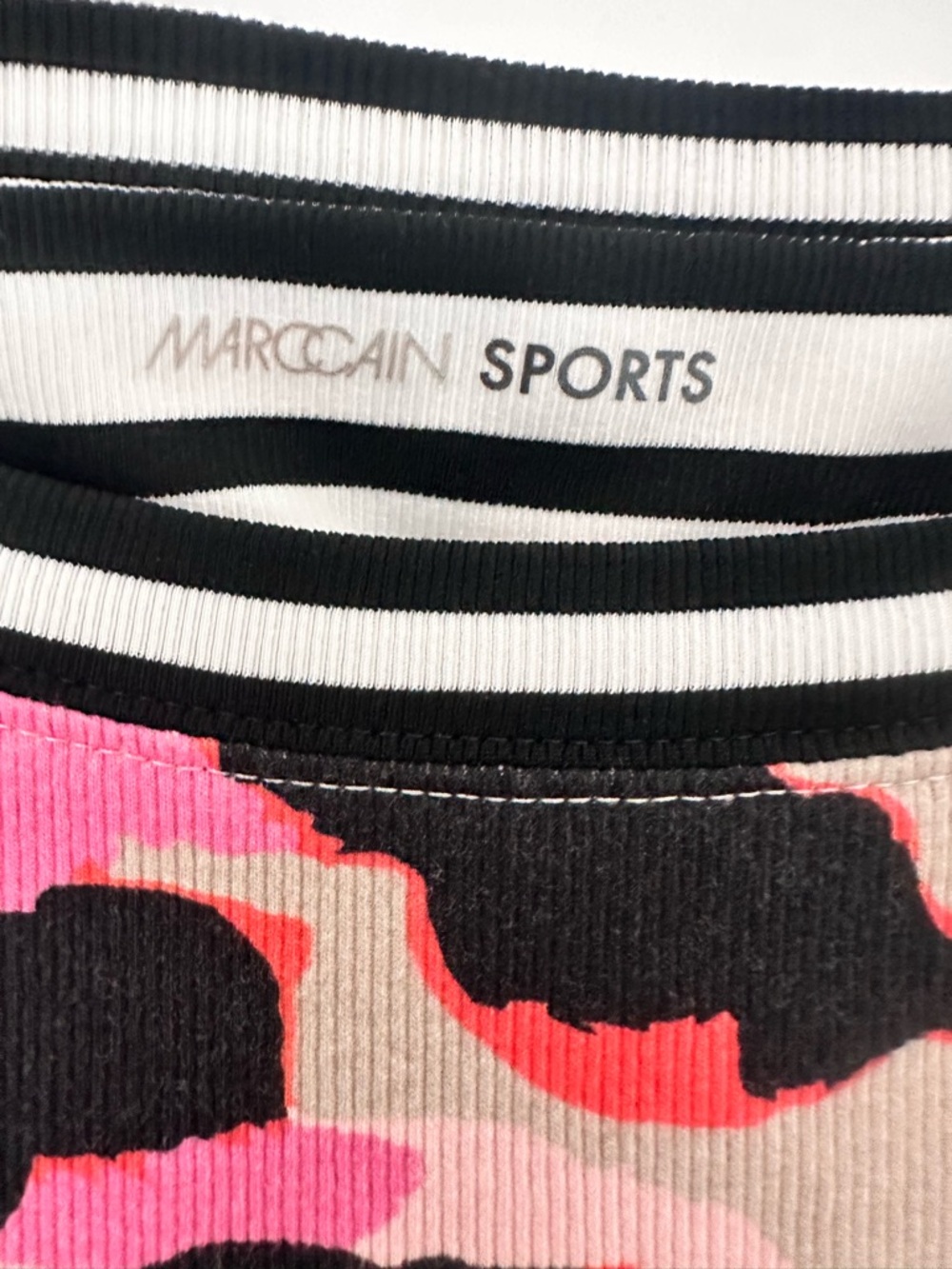 Marc Cain Ribbed Print T-Shirt Multi Macaroon - Picture 3 of 8